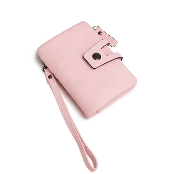 2019 fashion small female purse short purse lady letter snap fastener zipper short clutch wallet solid vintage matte women walle, Red;black